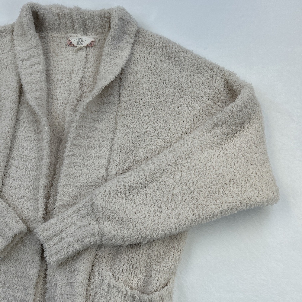 Pink Rose Cardigan Womens Small Brown Tan Beige Open Front Casual Lounge Ladies - Picture 8 of 16